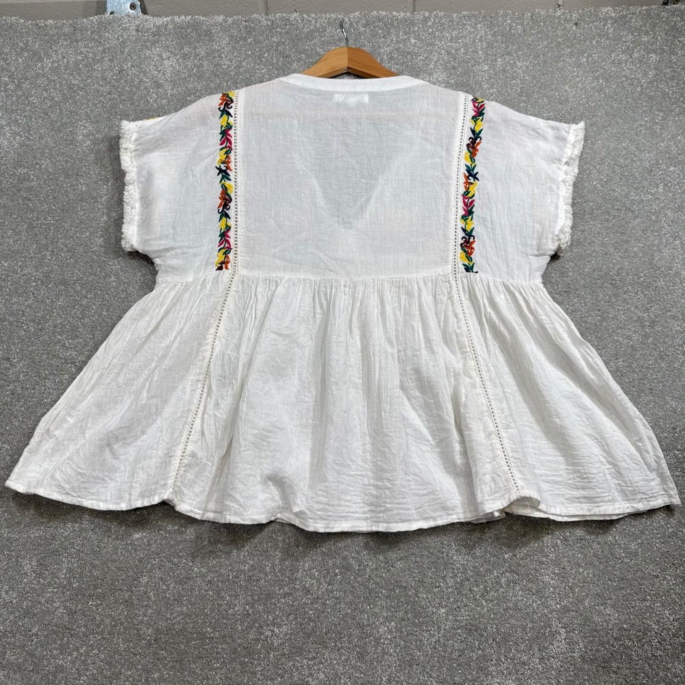 THML Oaxacan Embroidered Cotton Gauze Babydoll Blouse Large Peasant Tribal Boho - Picture 4 of 13